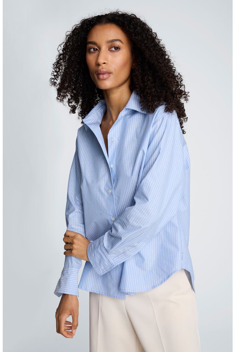 Pinstripe Button-Up Boyfriend Shirt, Alternate, color, BLUE DAWN MULTI