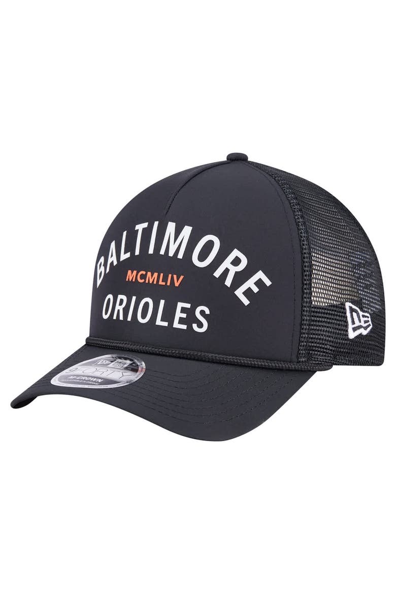 Men's New Era  Black Baltimore Orioles Minimalist 9FORTY A-Frame Adjustable Hat, Main, color, Black