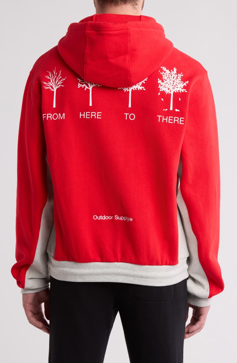 RC Outdoor Supply From Here to There Logo Embroidered Colorblock Cotton Graphic Hoodie, Alternate, color,
