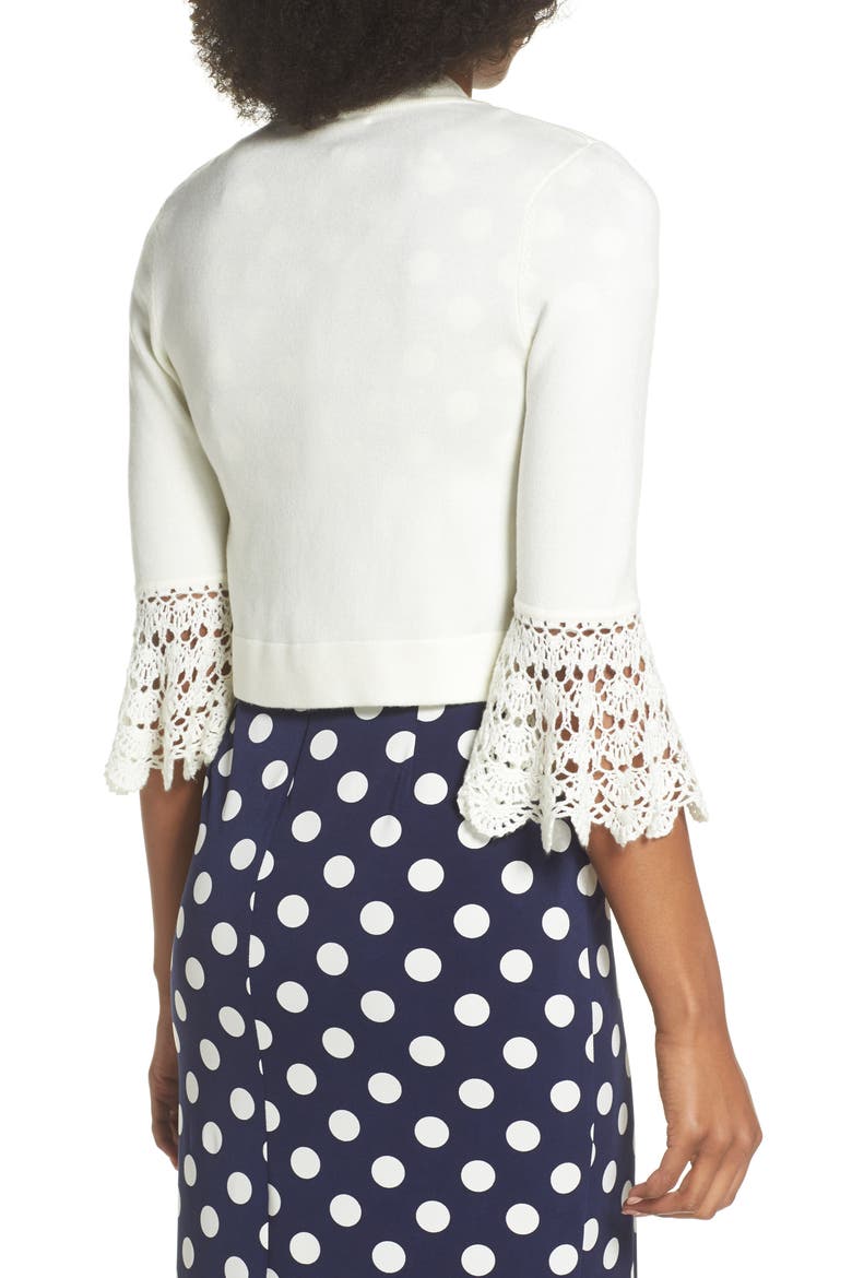 Crochet Sleeve Bolero Cardigan, Alternate, color, IVORY