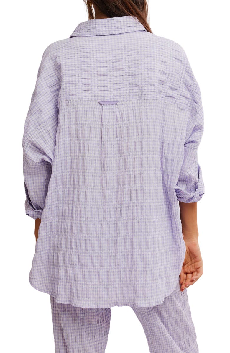 Free People Cloud Ten Seersucker Pajama Shirt, Alternate, color, Lilac Combo