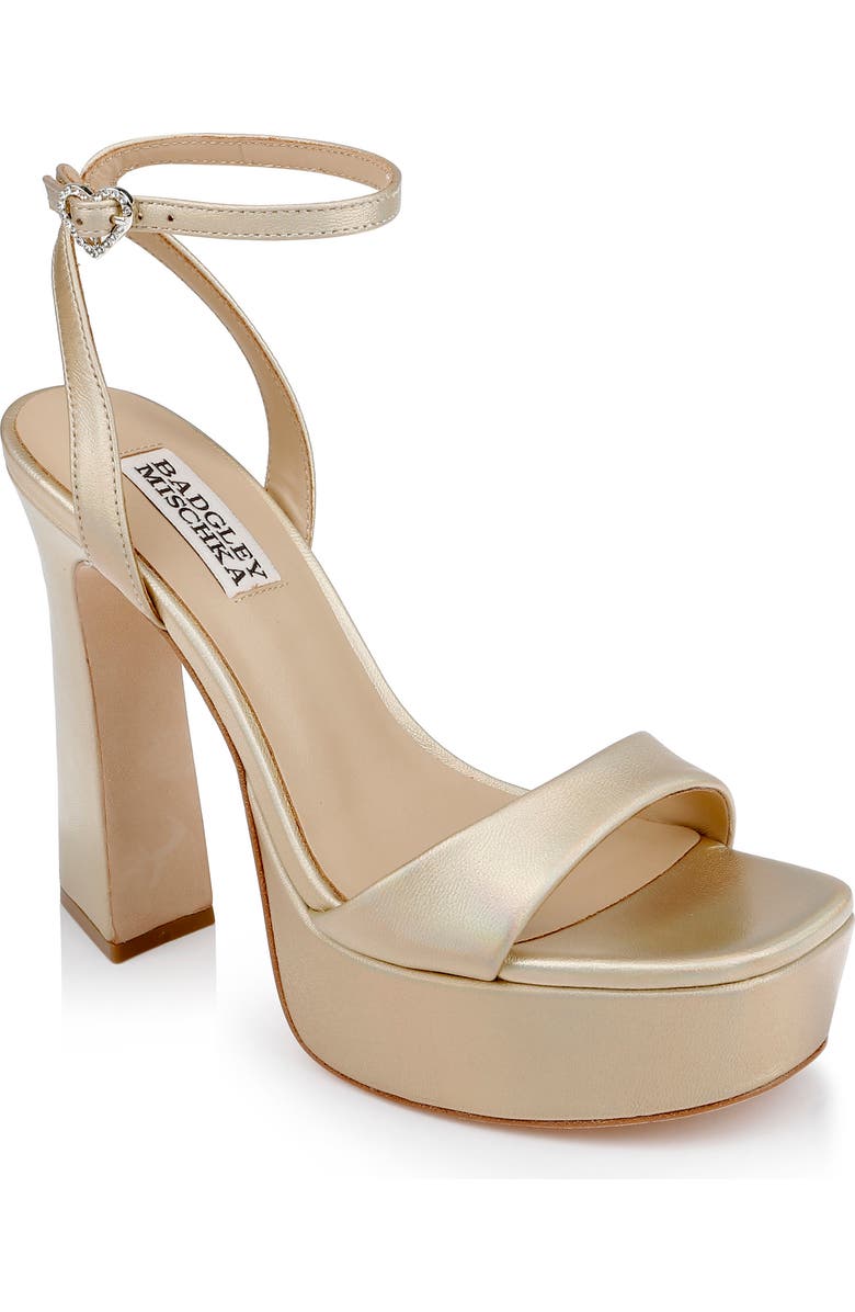 Badgley Mischka Collection Caia Ankle Strap Platform Sandal, Main, color, Gold/ Iridescent