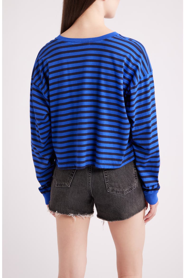 Meet n Greet Striped Long Sleeve Cropped T-Shirt, Alternate, color, ULTRA MARINE STRIPE