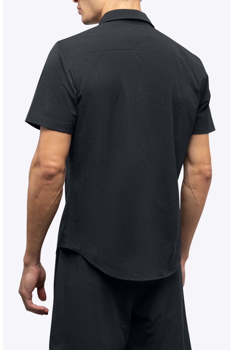 Crossover Performance Short Sleeve Button-Up Shirt, Alternate, color, OBSIDIAN