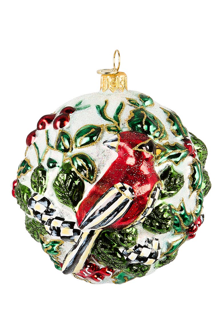 Cardinal Glass Ball Ornament, Main, color, WHITE