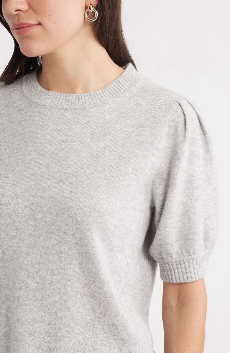 Caslon<sup>®</sup> Puff Sleeve Wool & Cashmere Sweater, Alternate, color, Grey Light Heather