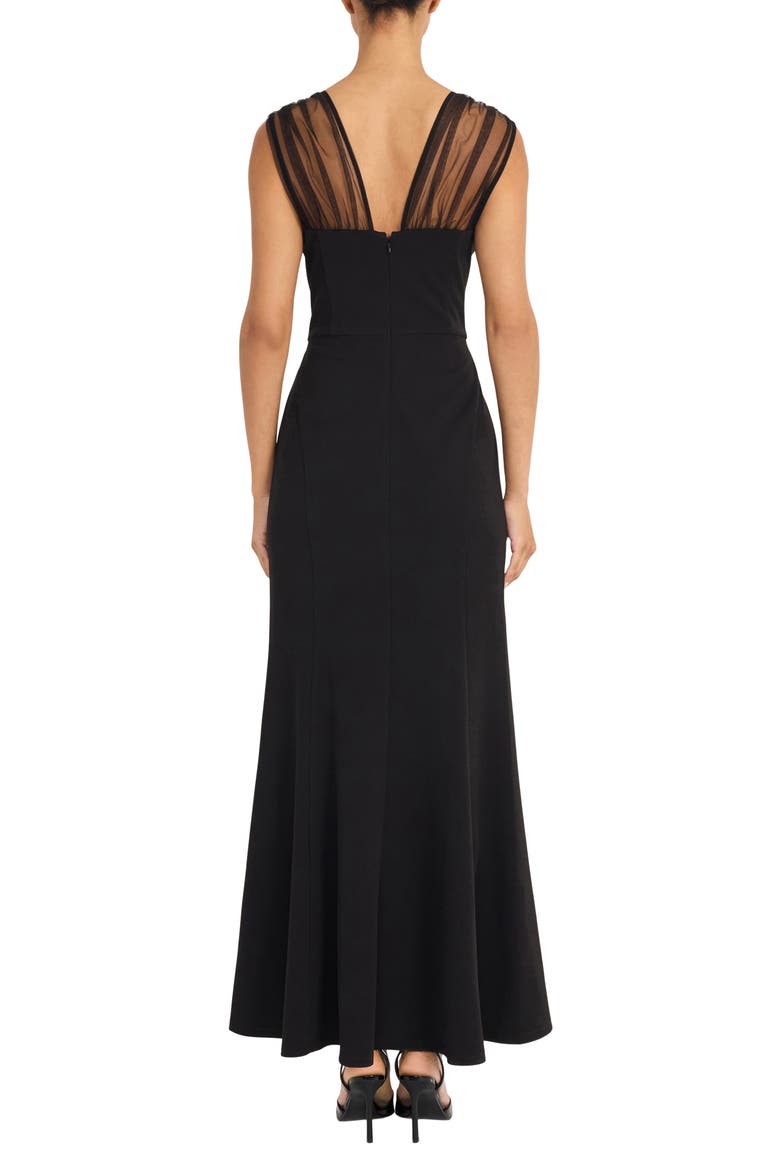 Illusion Maxi Cocktail Dress, Alternate, color, BLACK