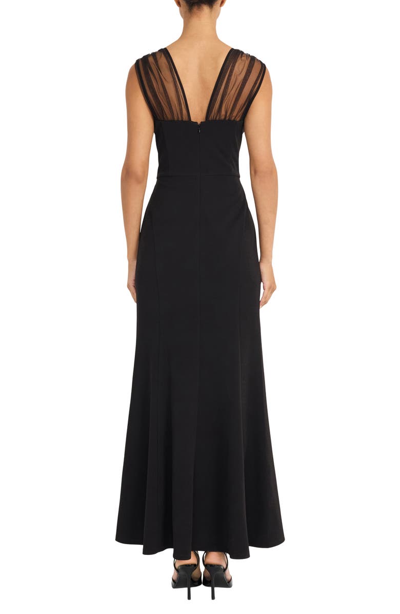 Maggy London Illusion Maxi Cocktail Dress, Alternate, color, Black