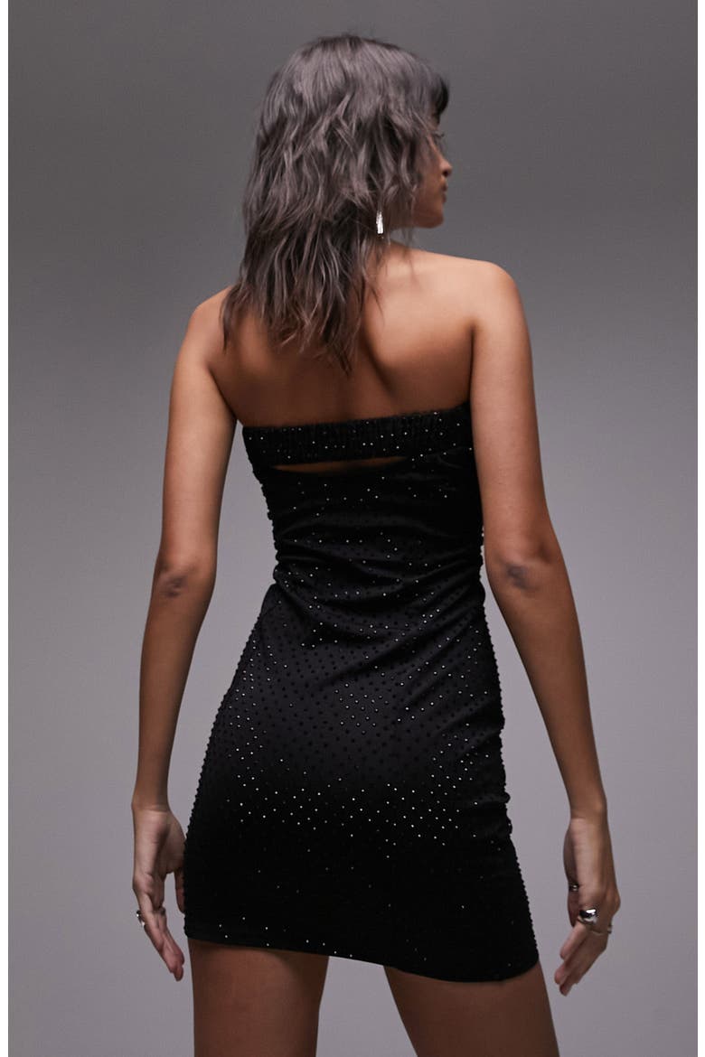 Strapless Embellished Body-Con Minidress, Alternate, color, BLACK