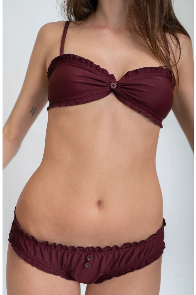 Bloomer Bikini Bottom, Alternate, color, Maroon