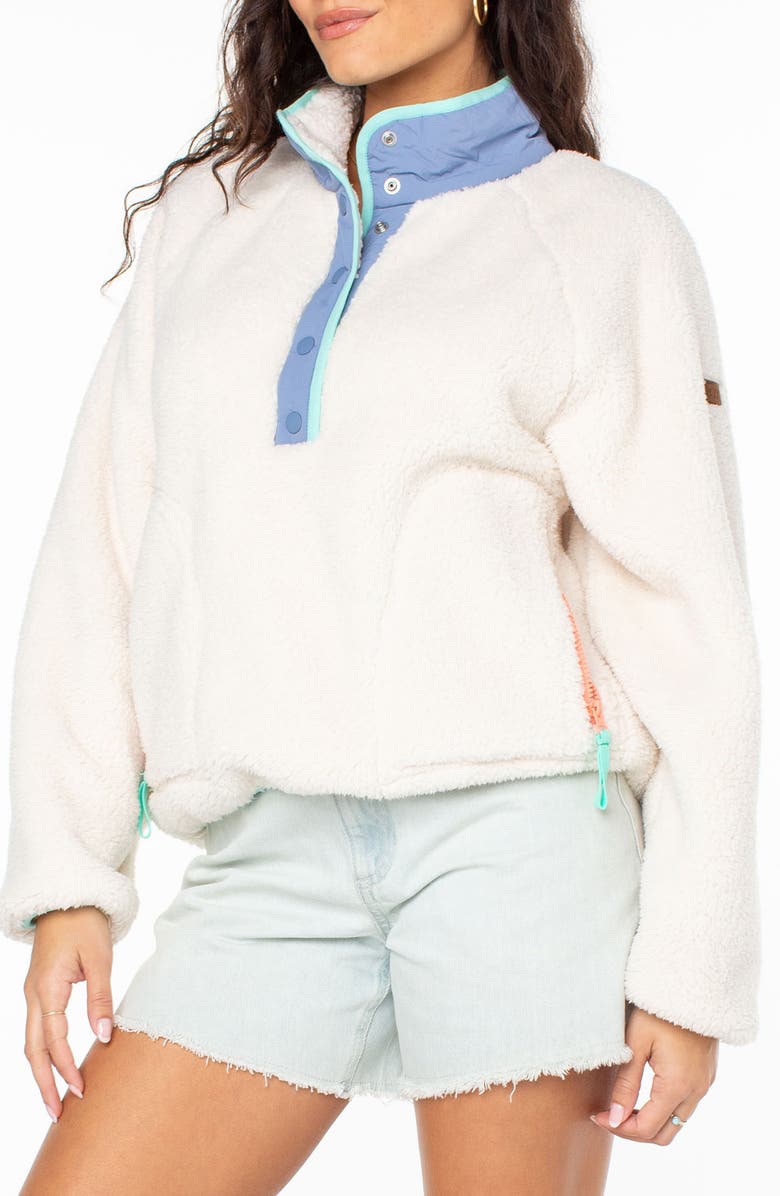Roxy Kipsie Fleece Pullover, Alternate, color, Egret