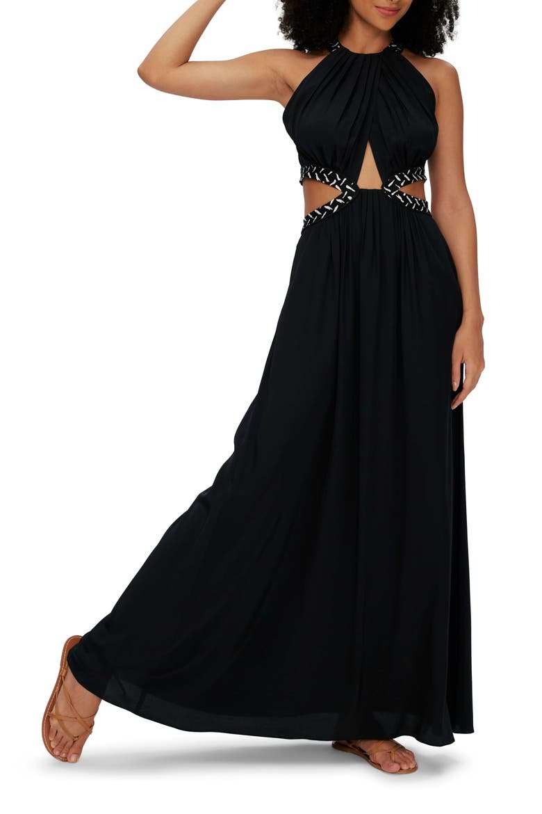 Elizabeth Cutout Maxi Dress, Main, color, BLK/TIGRIS