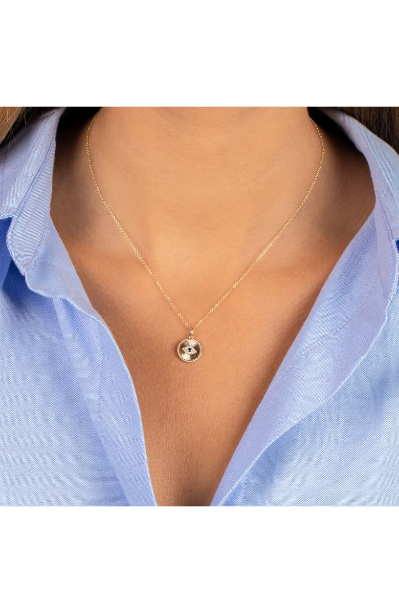 BY ADINA EDEN Diamond Evil Eye Disc Pendant Necklace 14K, Alternate, color, 