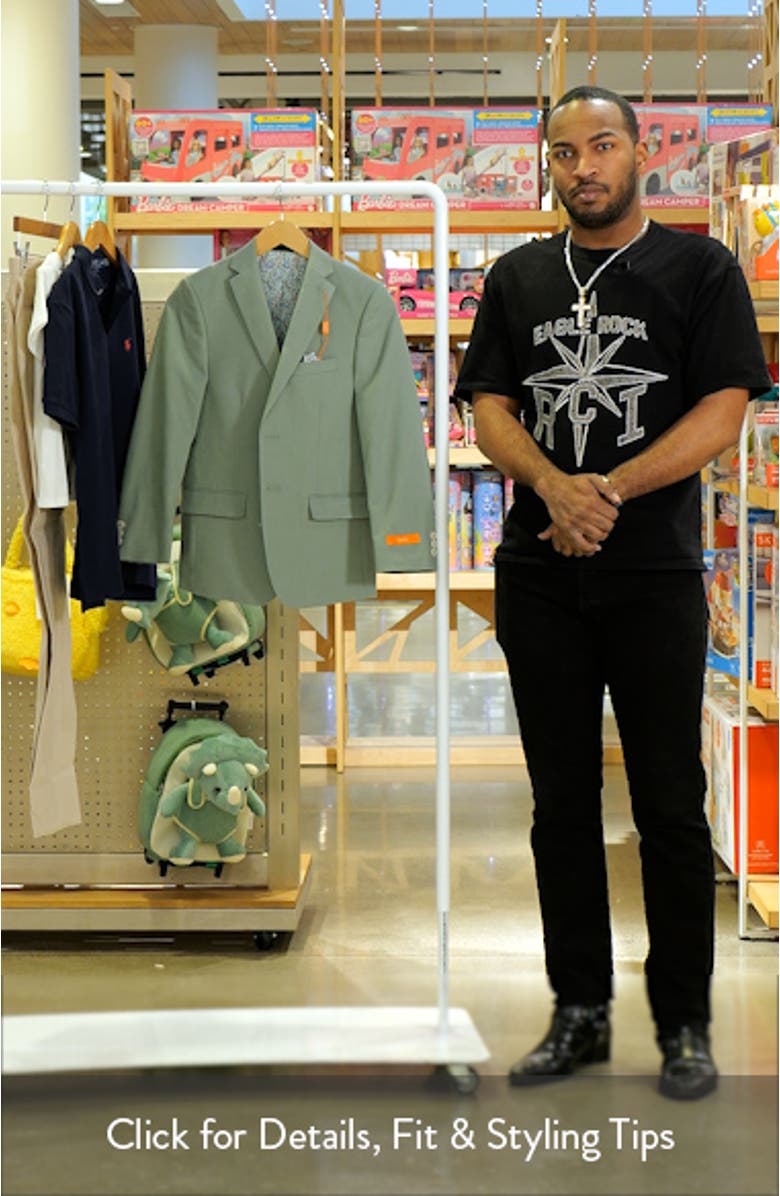 Kids' Solid Green Linen Blend Sport Coat, sales video thumbnail