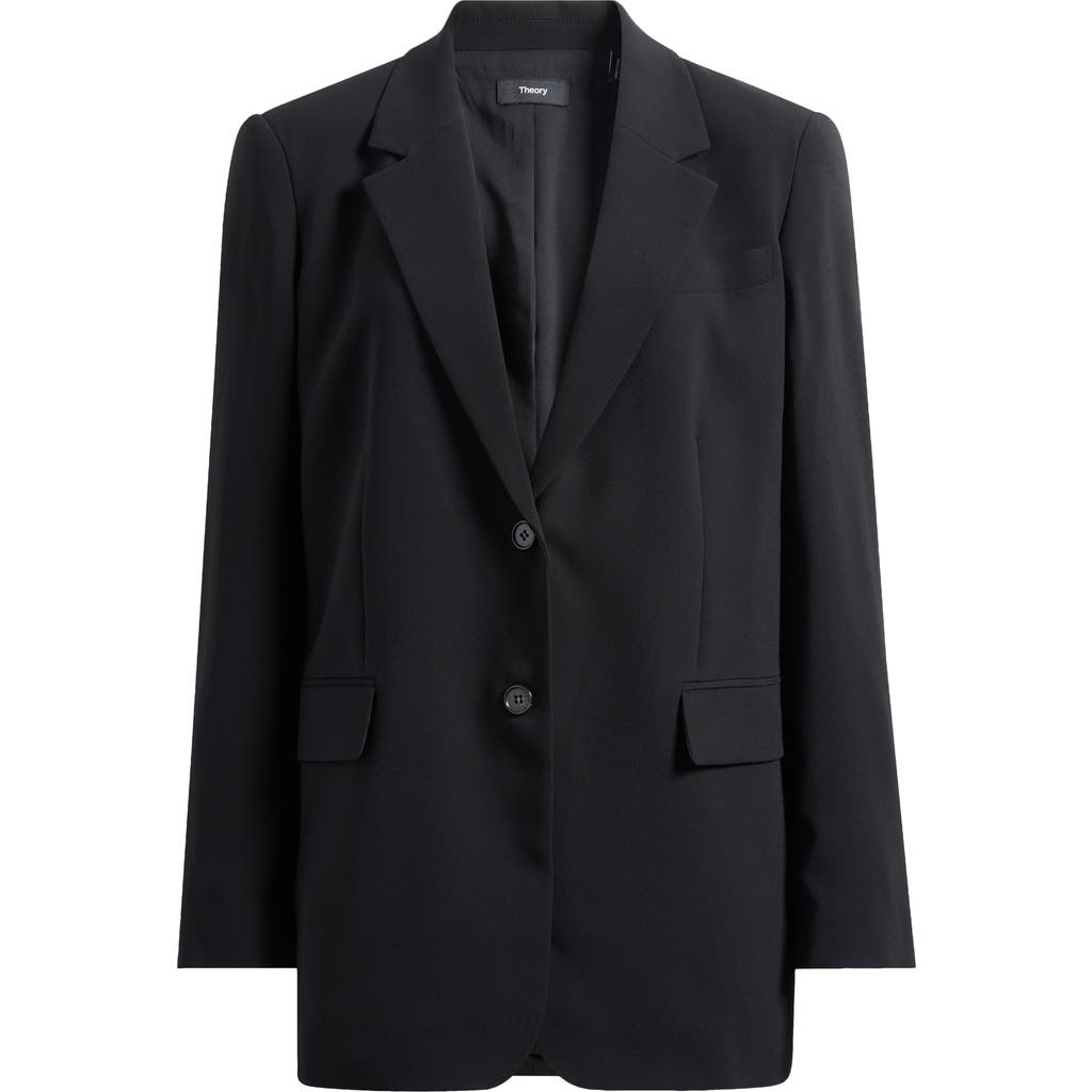 Theory Oversize Satin Blazer In Black