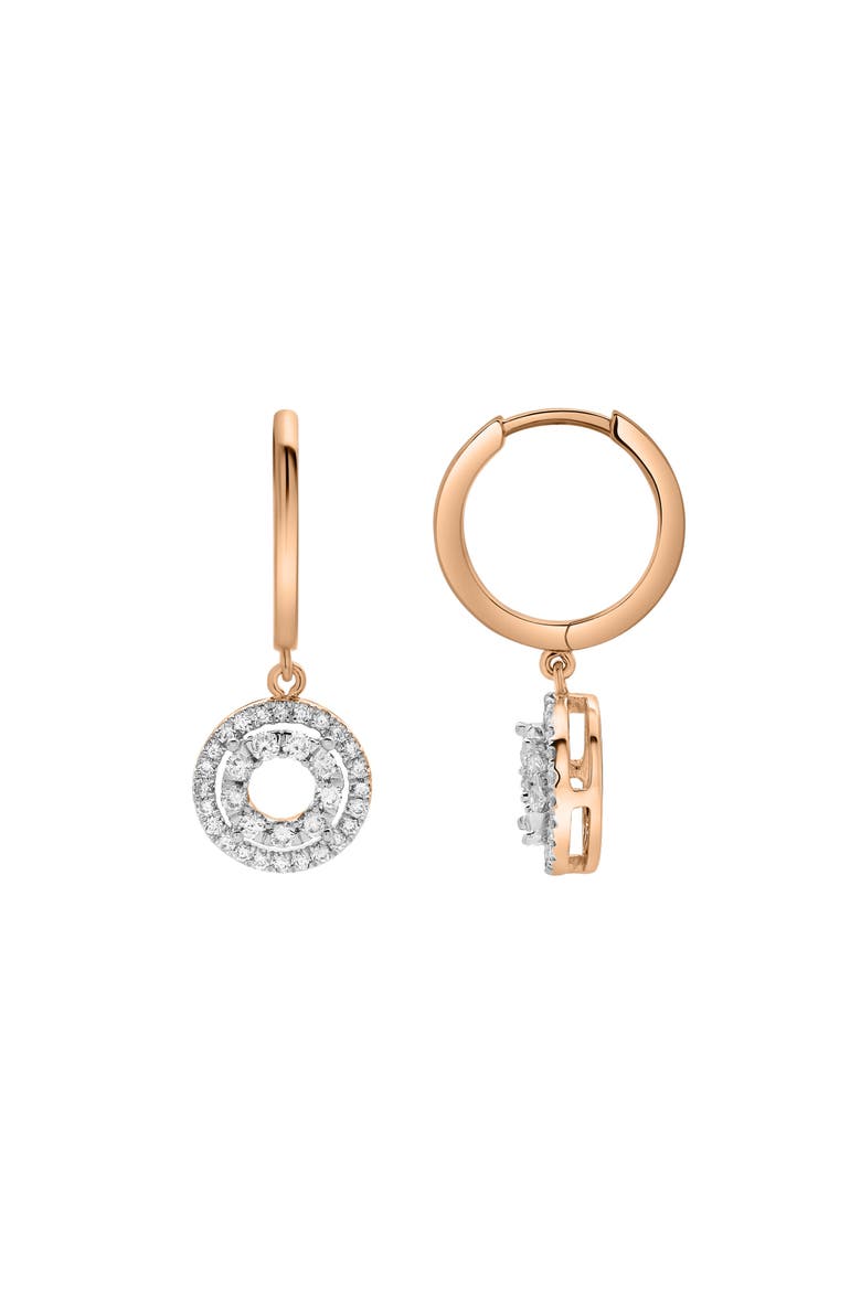 Edwina Pave Round Diamond Drop Huggie Hoop Earrings in 14K Gold, Alternate, color, 14K White Gold