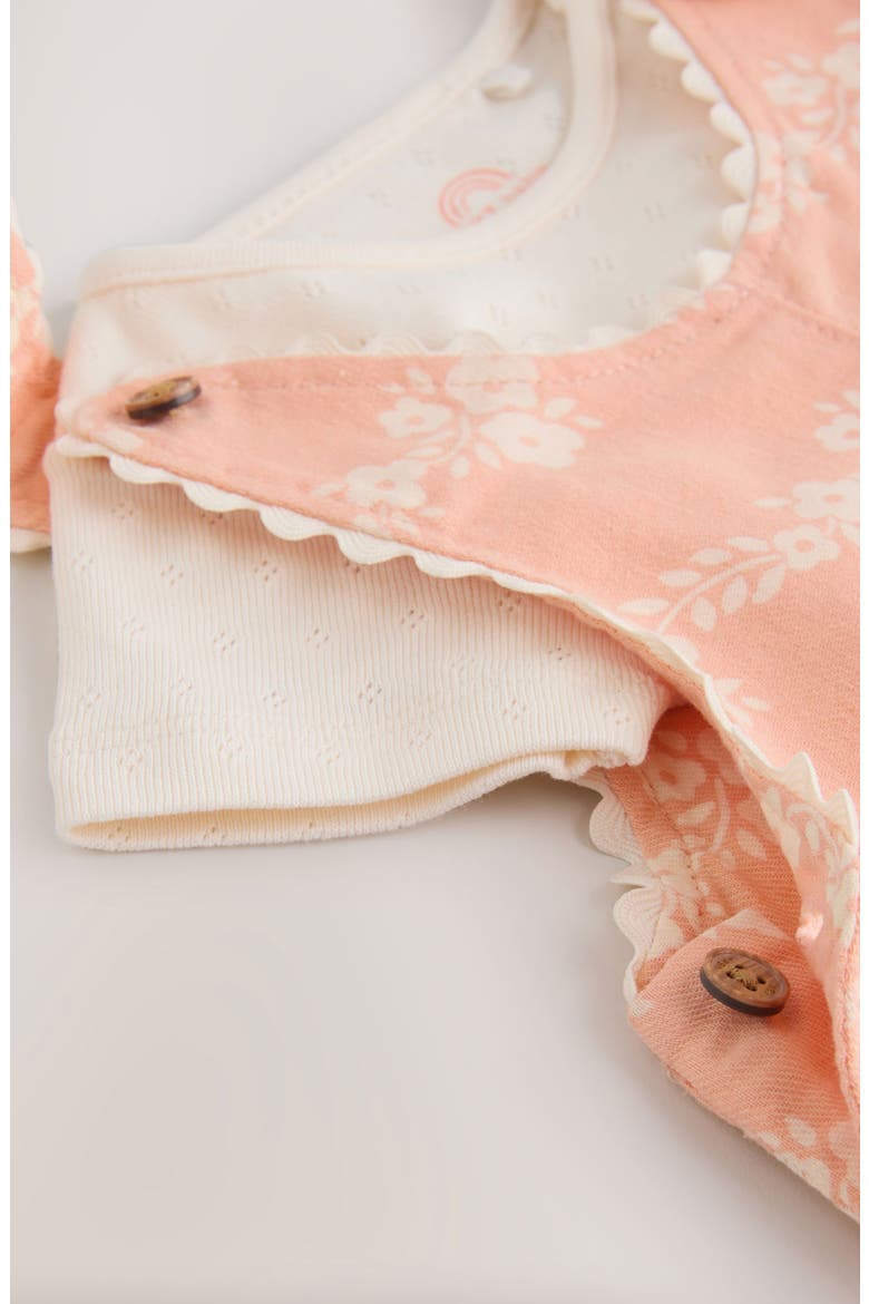 Orange Floral Romper & Bodysuit Set, Alternate, color, CORAL