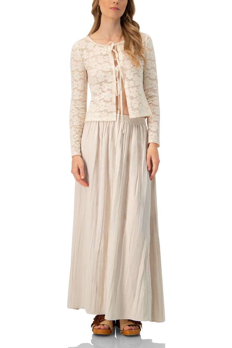 Long Sleeve Knitted Lace Straight Blouse, Alternate, color, Ivory