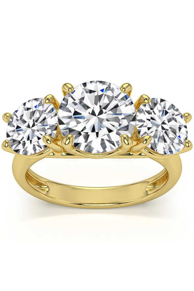 5 1/2Ct Three Stone Lab Grown Diamond Engagement Ring or Gold, Alternate, color, 10k White Gold