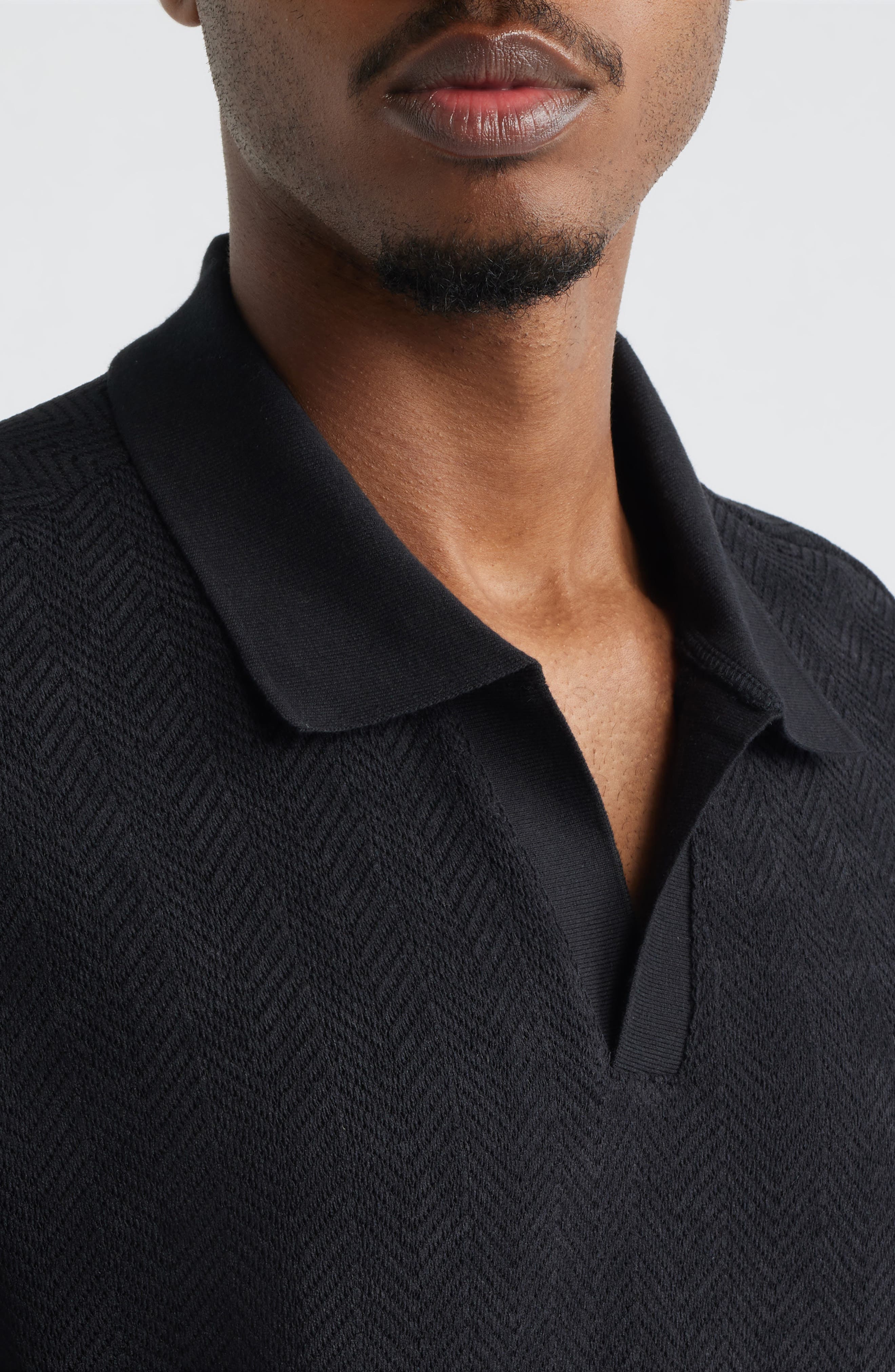 Мужские Open Edit Knit Johnny Collar Polo — фото 4