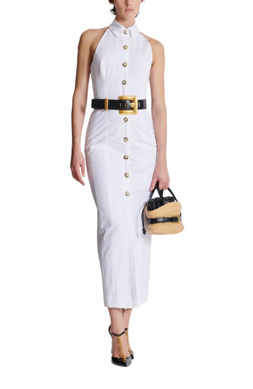 Balmain Bodycon Backless Poplin Dress In White