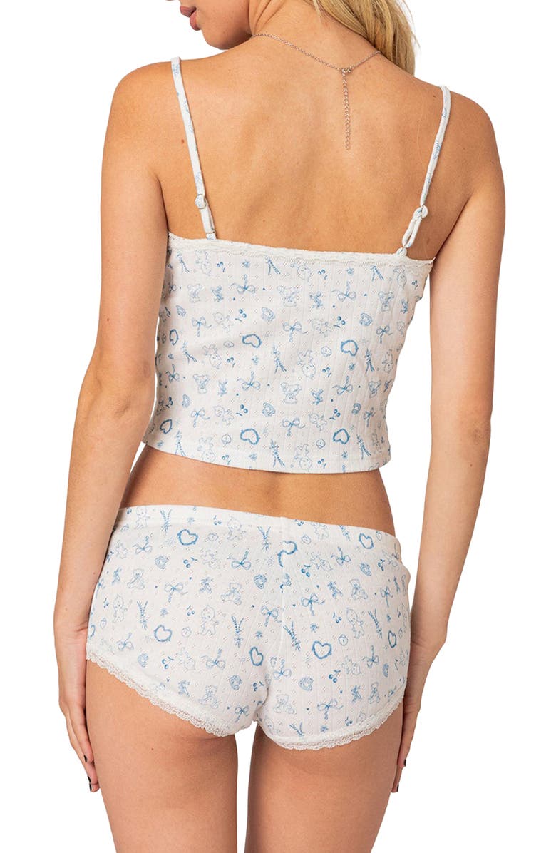 EDIKTED Playtime Pointelle Crop Tank, Alternate, color, Cream/ Blue Mix