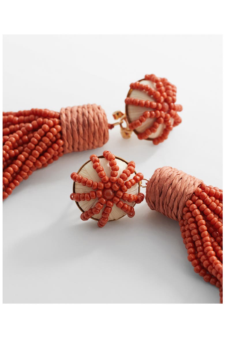Beaded Tassel Drop Earrings, Alternate, color, RUSSET