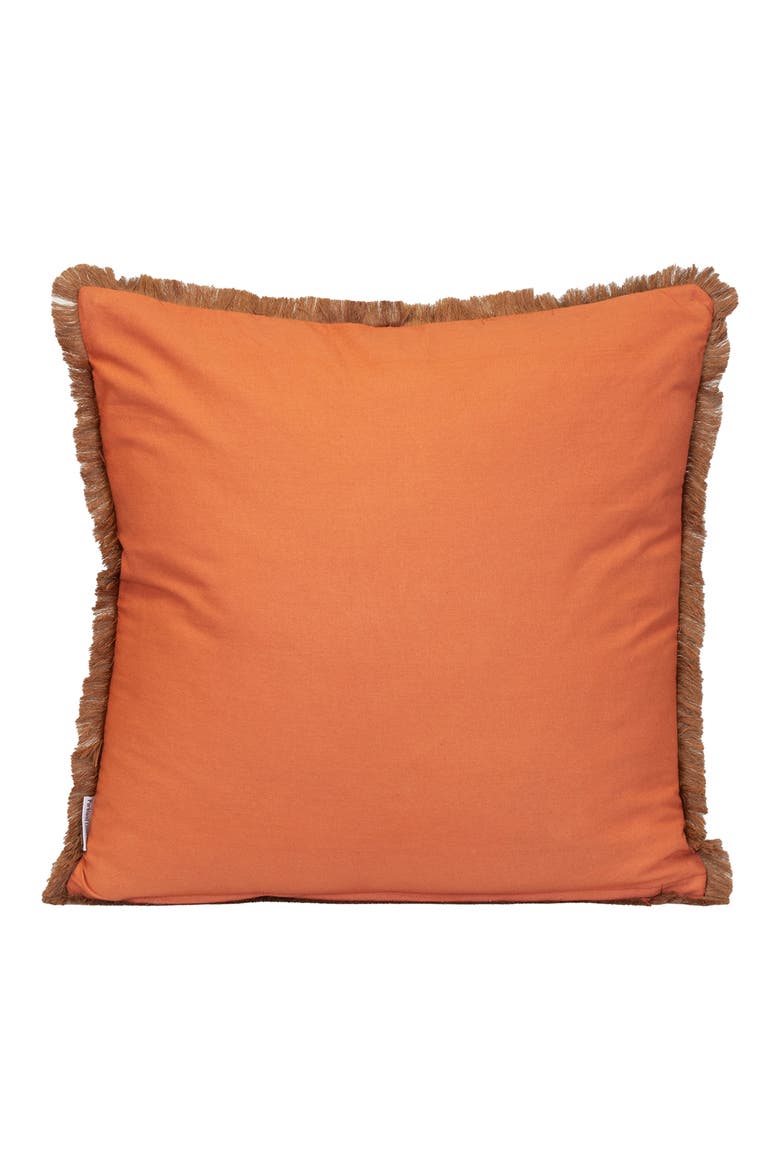 Fringe Trim Square Accent Pillow, Alternate, color, BROWN