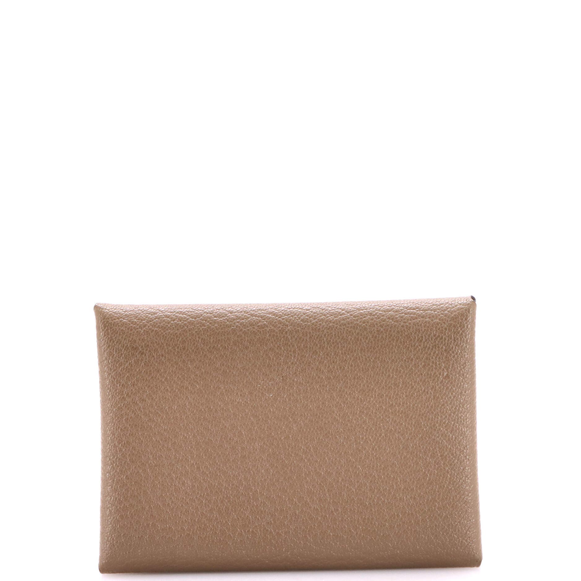 Pre-Owned Hermes Calvi Duo Card Holder Chevre Mysore, Main, color, Etoupe