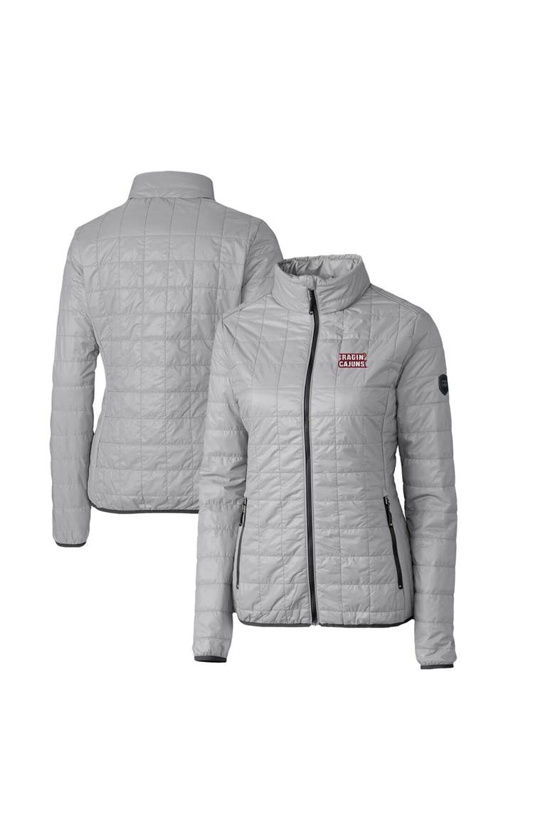 Women's Cutter & Buck Gray Louisiana Ragin' Cajuns Rainier Eco Insulated Puffer Full-Zip Jacket, Alternate, color, Gray