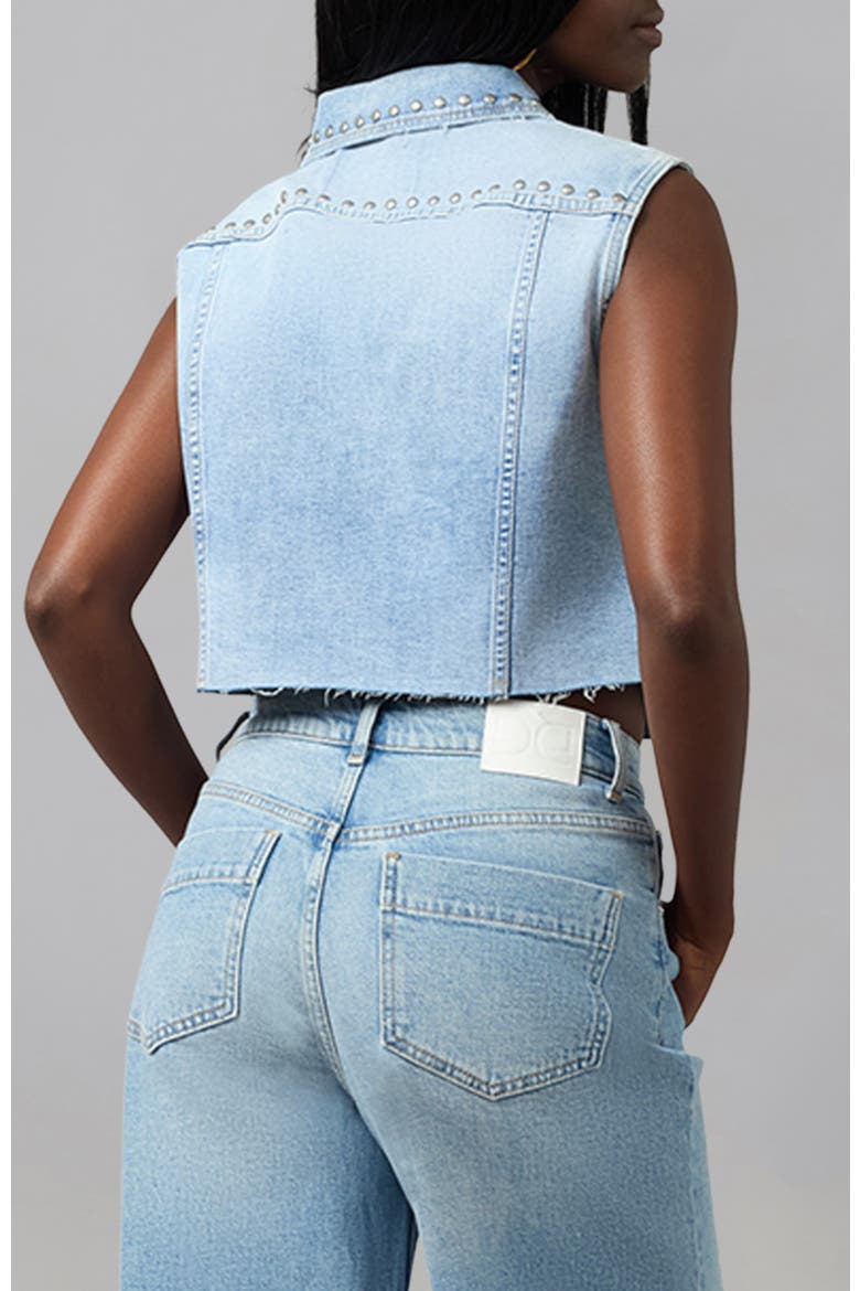 Gabbie Cropped Denim Vest, Alternate, color, STUDDEN WHIMSY BLUE