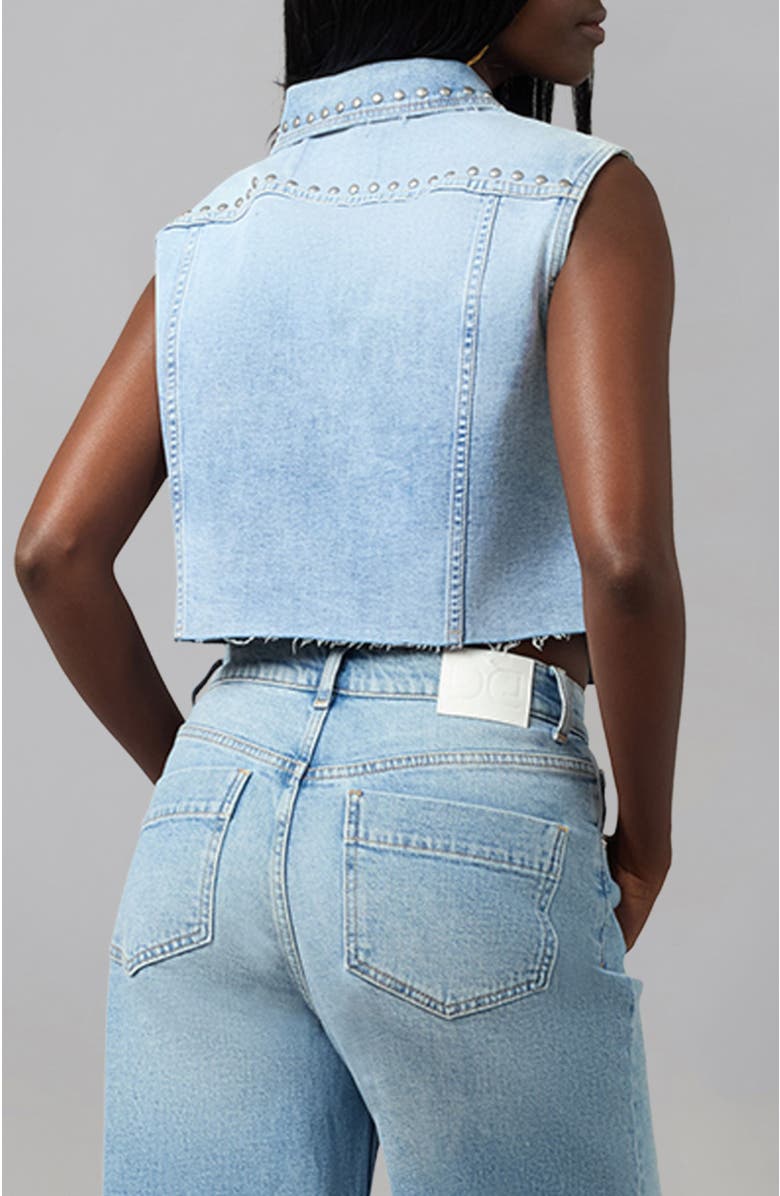 Lola Denim Gabbie Cropped Denim Vest, Alternate, color, Studden Whimsy Blue