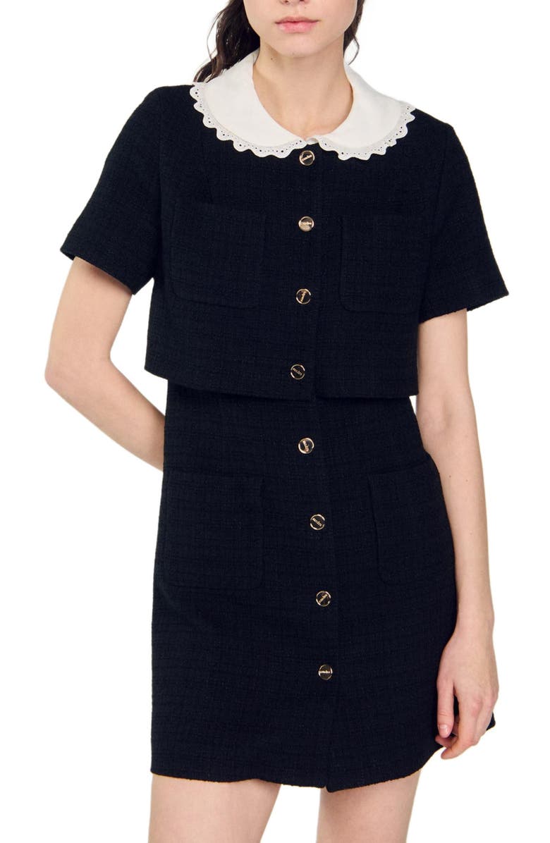 SANDRO Mini tweed dress, Main, color, 