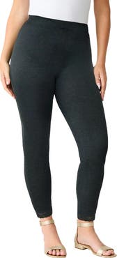 Roaman's Lace Trim Essential Stretch Legging