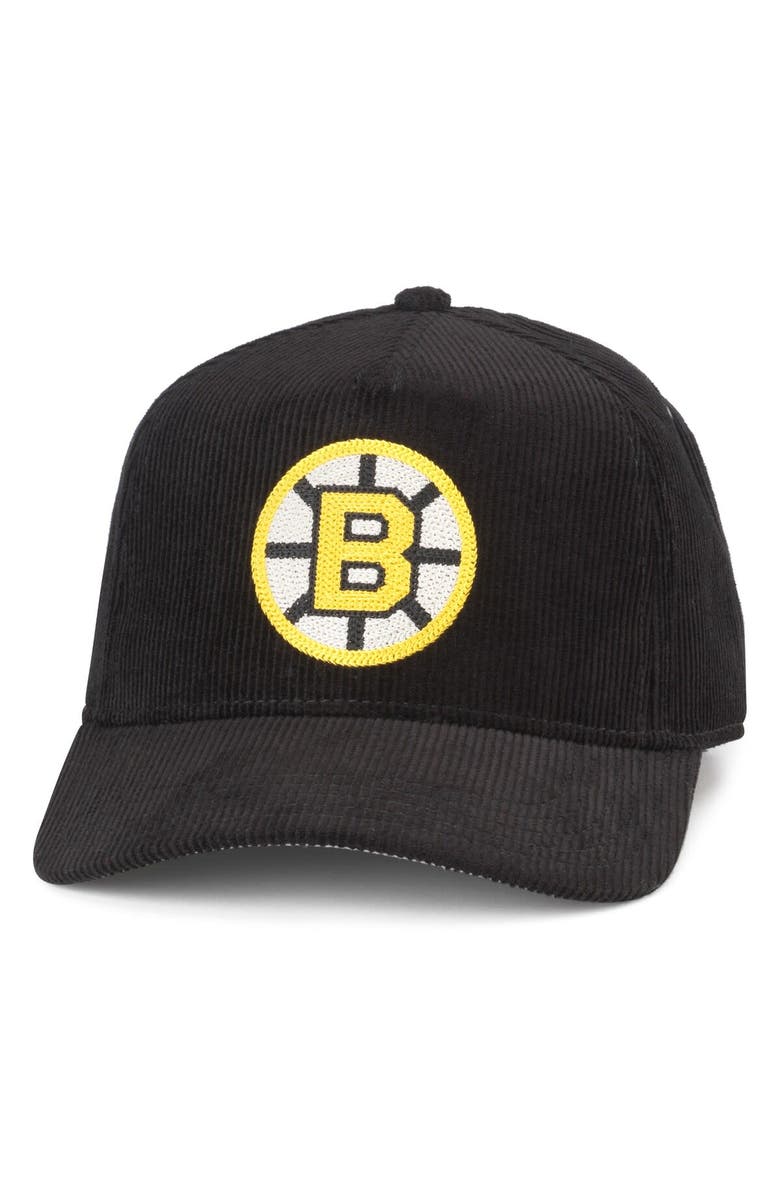 American Needle Men's American Needle Black Boston Bruins Corduroy Chain Stitch Adjustable Hat, Main, color,