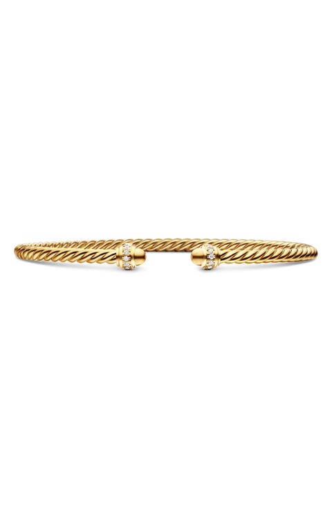 Cablespira® 18K Yellow Gold & Pavè Diamond Bracelet, 3mm