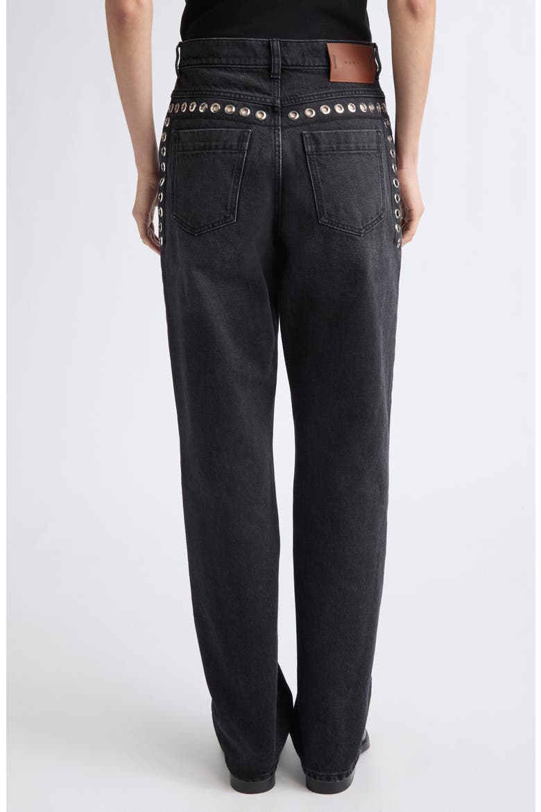 Grommet Detail Slight Flare Jeans, Alternate, color, 00N99 BLACK