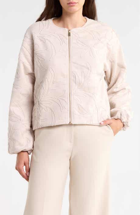 Embroidered Cropped Bomber Jacket