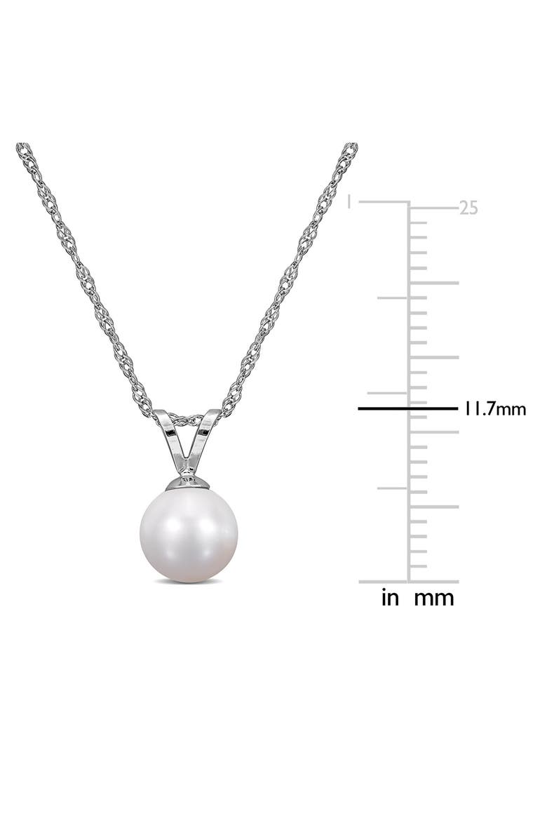 14K White Gold Cultured White Pearl Solitaire Pendant Necklace, Alternate, color, SILVER