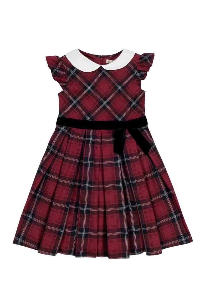 Girls' Organic Peter Pan Collar Party Dress, Toddler, Alternate, color, Oxblood City Plaid