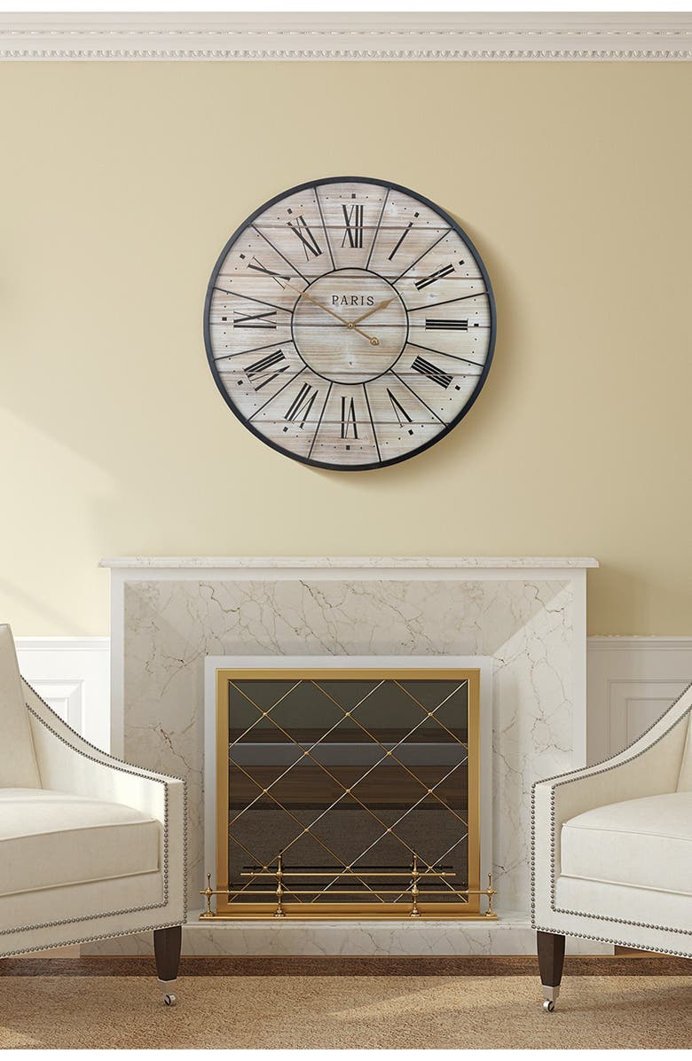 SORBUS Metal & Solid Wood Wall Clock, Alternate, color,