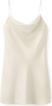 MANGO Cowl Neck Satin Mini Slipdress