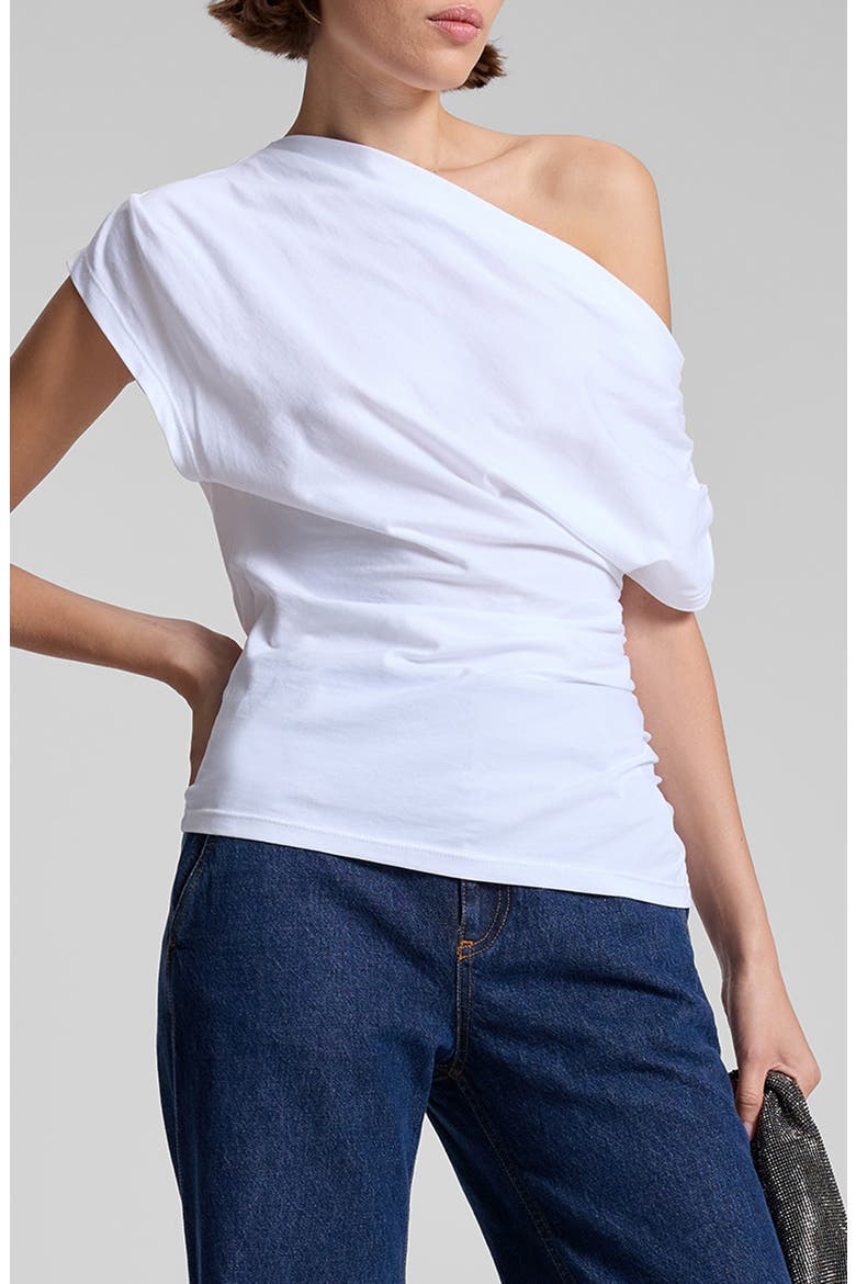Alice One-Shoulder Cotton Jersey Top, Alternate, color, WHITE