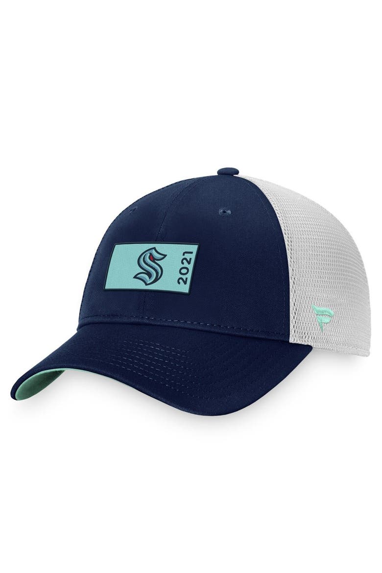 Men's Fanatics Branded Deep Sea Blue/White Seattle Kraken Authentic Pro Rink Trucker Snapback Hat, Main, color, Navy