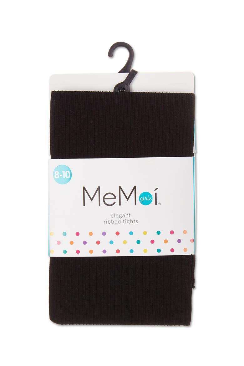 Ribbed Nylon Tights, Alternate, color, Black