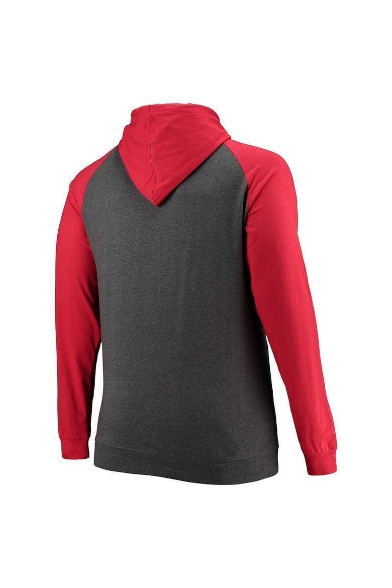 Men's Fanatics Branded Red/Heathered Charcoal Tampa Bay Buccaneers Big & Tall Lightweight Raglan Pullover Hoodie, Alternate, color, Red