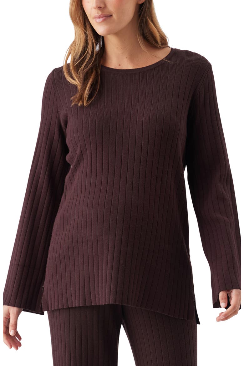 Dallas Rib Knit Nursing Top, Main, color, Cocoa