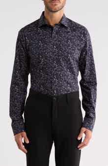 Slim Fit Floral Cotton Twill Shirt
