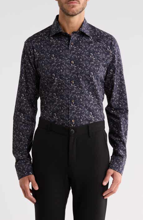 Slim Fit Floral Cotton Twill Shirt