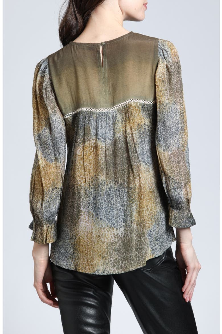 Mixed Media Peasant Top, Alternate, color, BEIGE MULTI